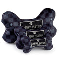 Black Checker Chewy Vuiton Bone Dog Toy with Squeaker - The Bougie Pet Boutique