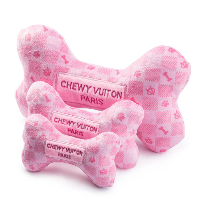 Pink Checker Chewy Vuiton Bone - The Bougie Pet Boutique