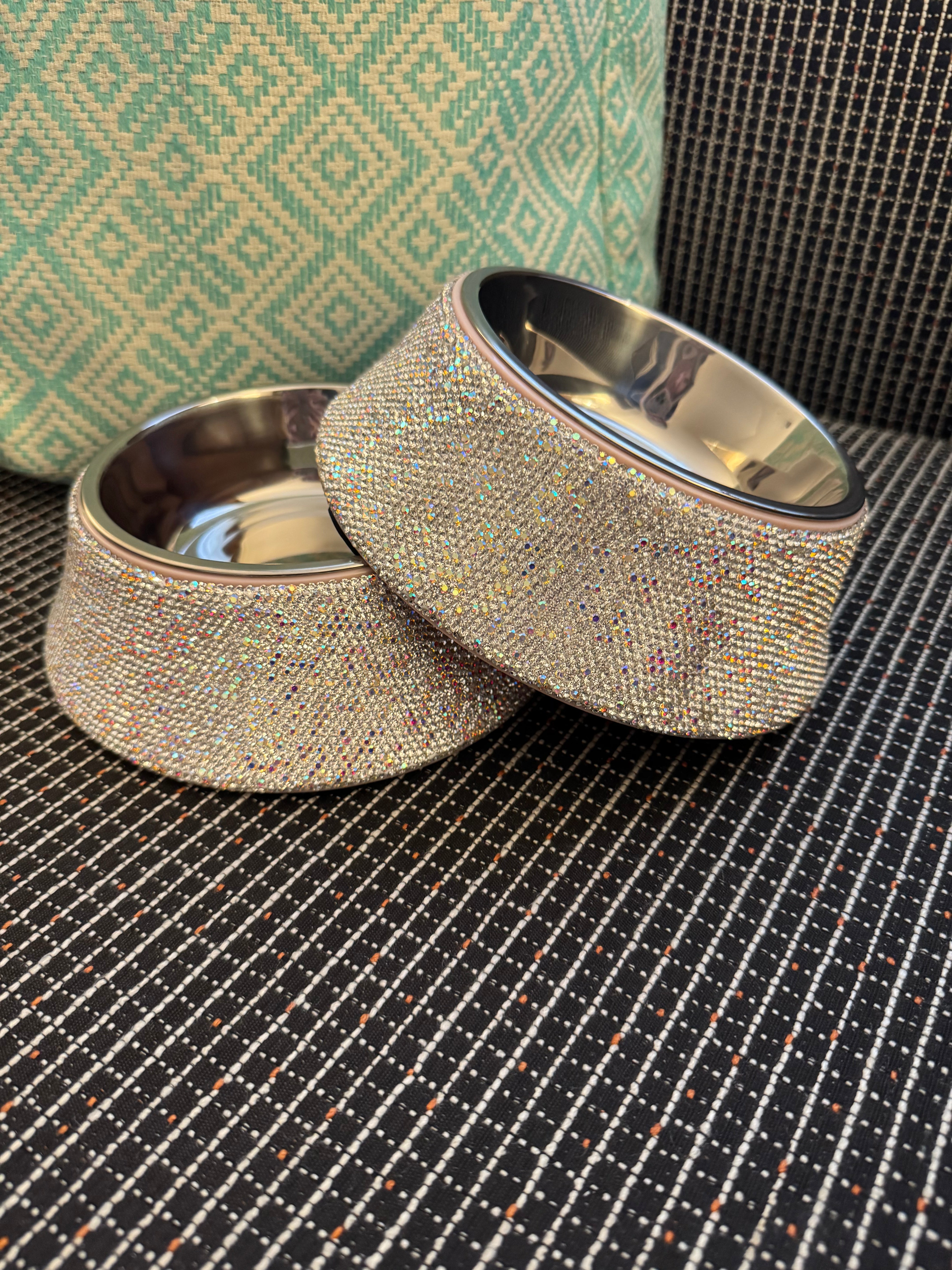 Rhinestone Food/Water Bowl Set The Bougie Pet Boutique