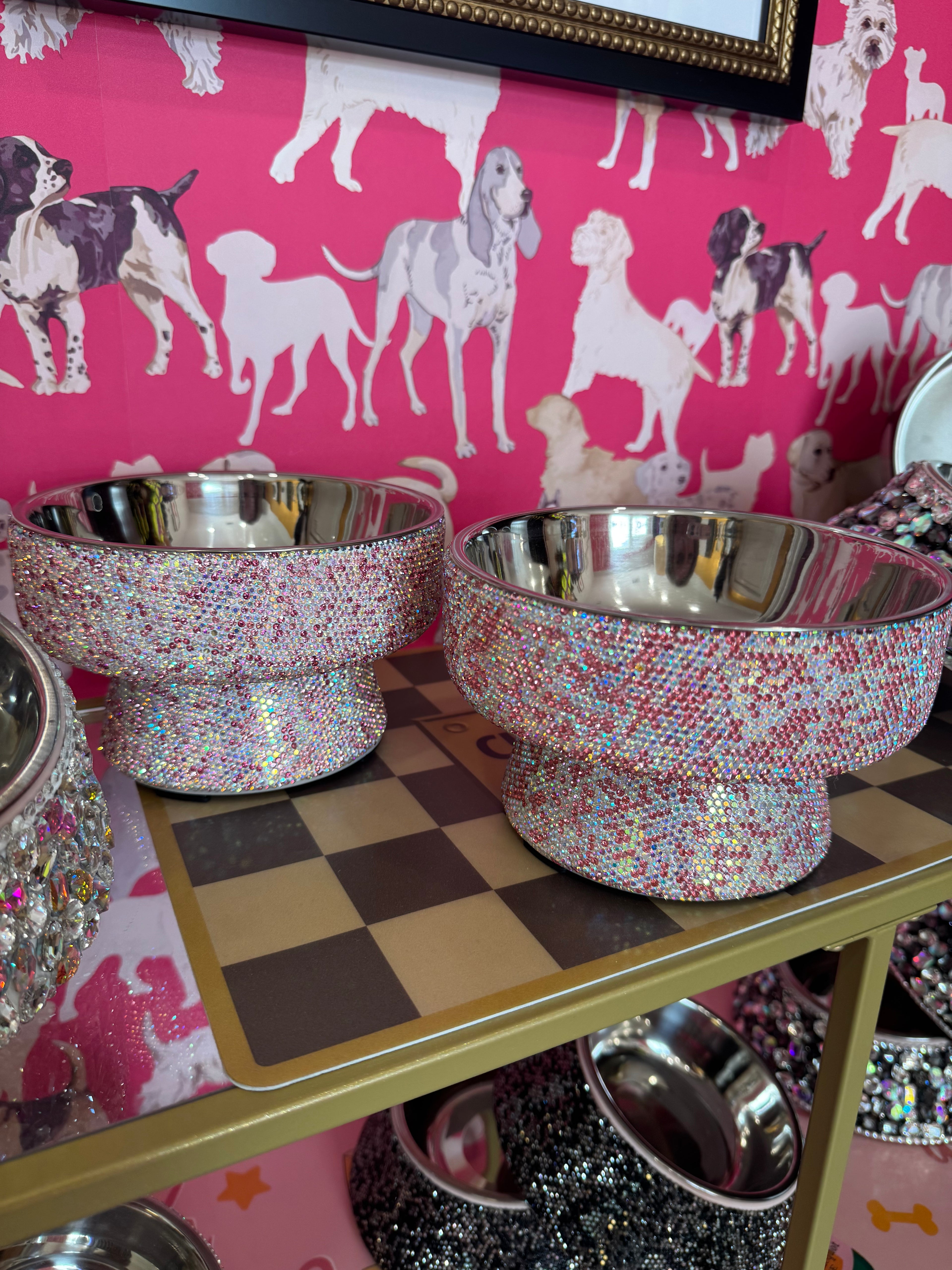 Rhinestone Food/Water Bowl Set The Bougie Pet Boutique