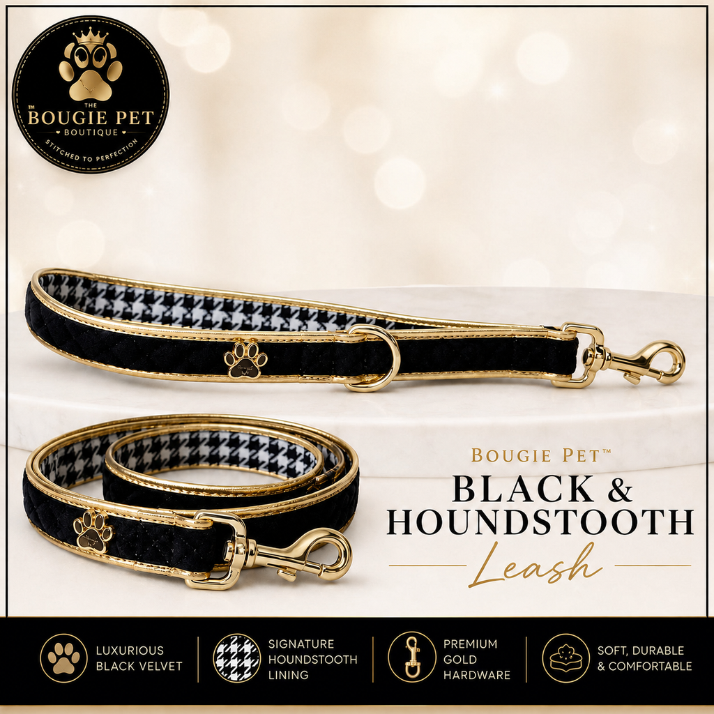 Bougie Pet™ Black & Houndstooth Leash Bougie Pet
