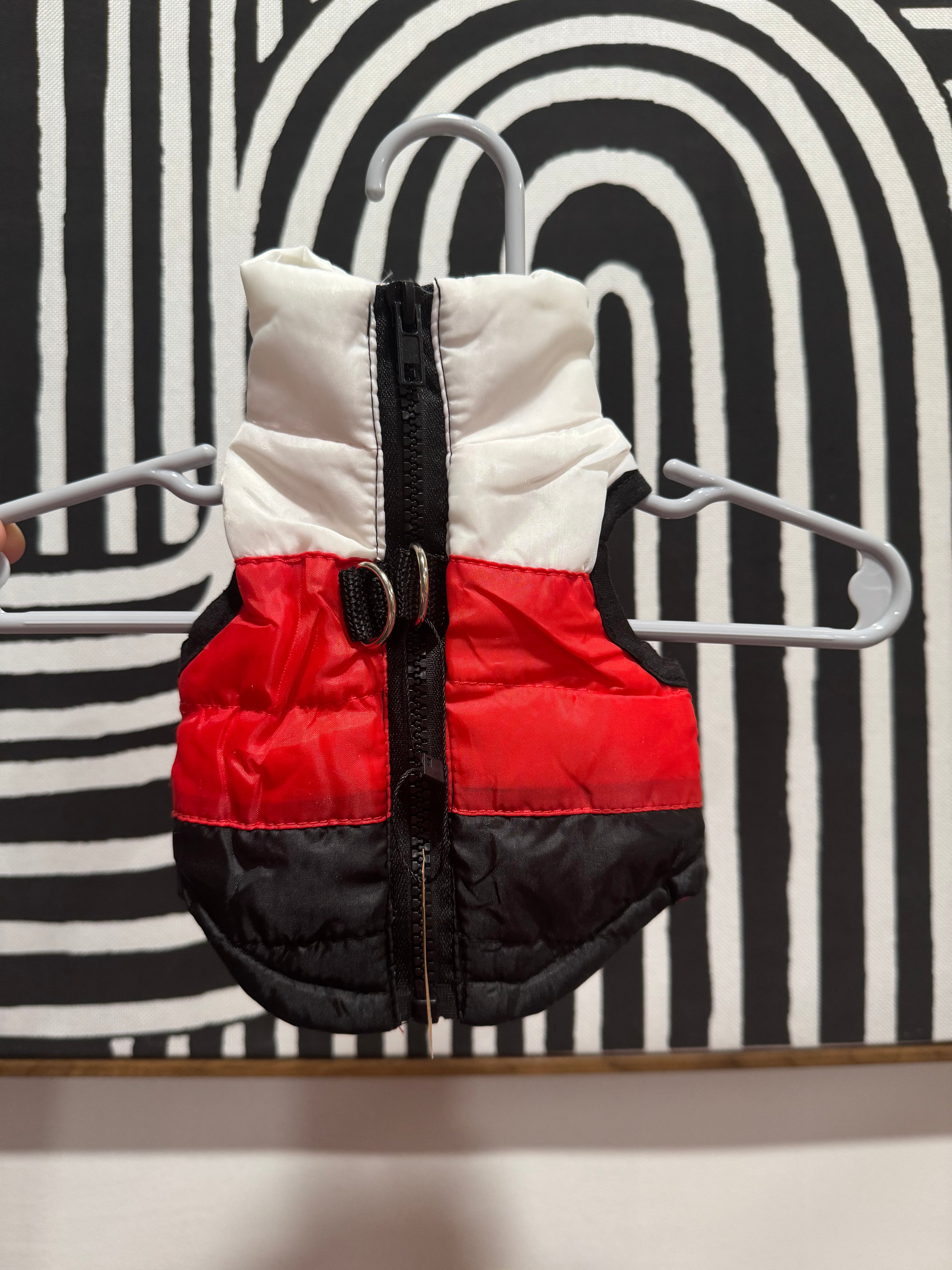 White, Red and Black Puffer Vest - The Bougie Pet Boutique