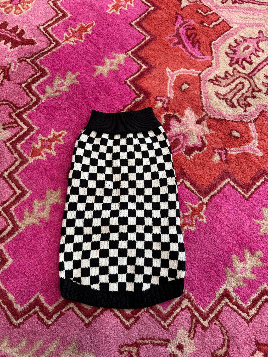 Black and White Checkered Sweater - The Bougie Pet Boutique
