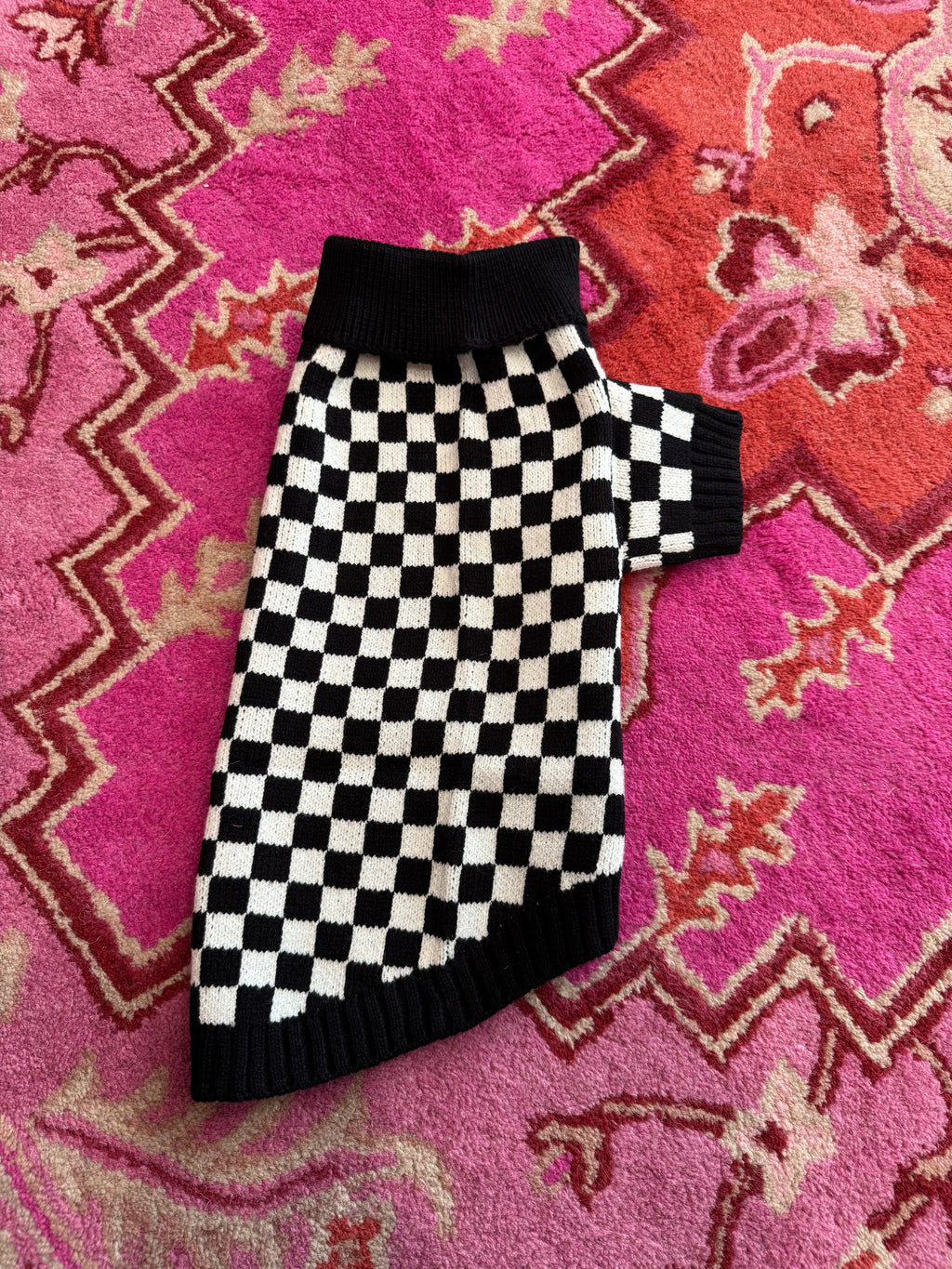 Black and White Checkered Sweater - The Bougie Pet Boutique