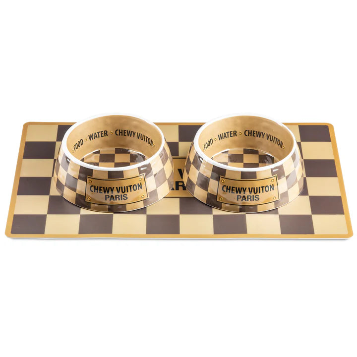 Chewy Vuiton Food/Water Bowl Set - The Bougie Pet Boutique