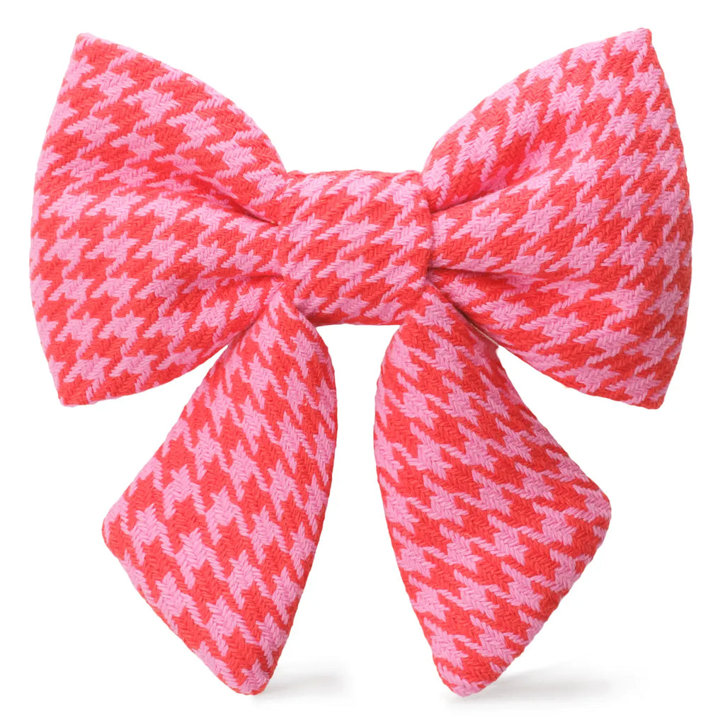Pink and Red Houndstooth Lady Dog Bow The Foggy Dog