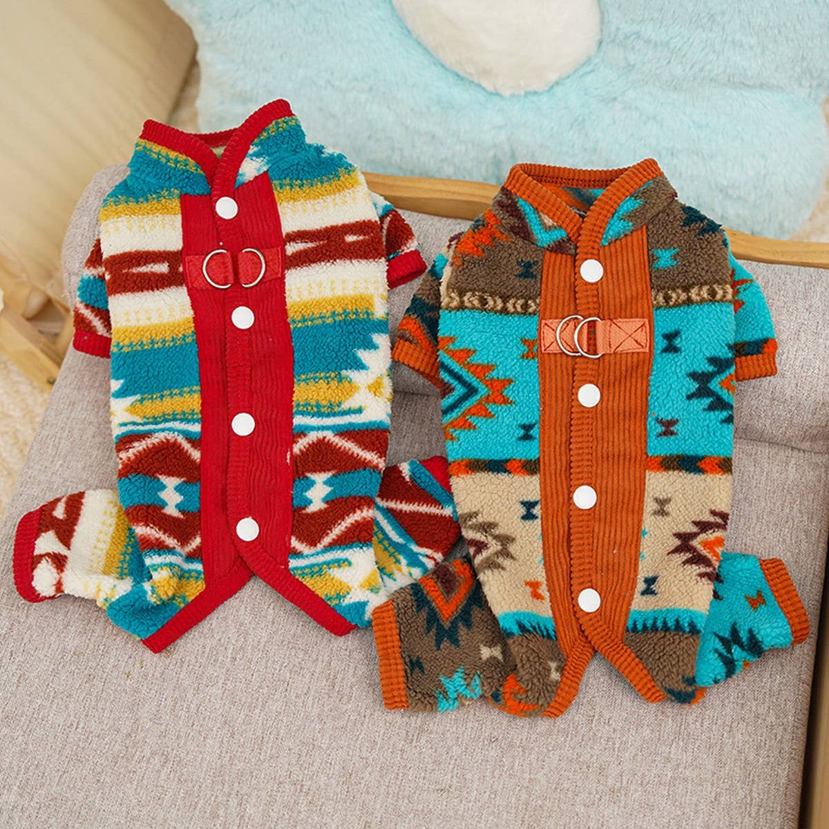 Warm Fair Isle Pet Onesie, Winter Fleece Suit_CWMM12022 PAWPAWwholesale