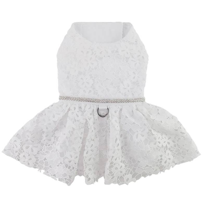 White Lace Dog Wedding Dress with Matching Leash Doggie Design