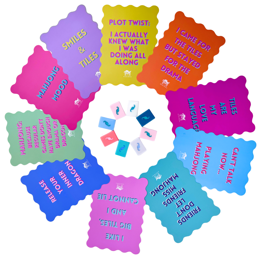 MAHJONG SHUFFLE CARD  |  Scalloped Edges & Bright Colors  |  Sized to Store with Mahjong League Cards My Fair Mahjong