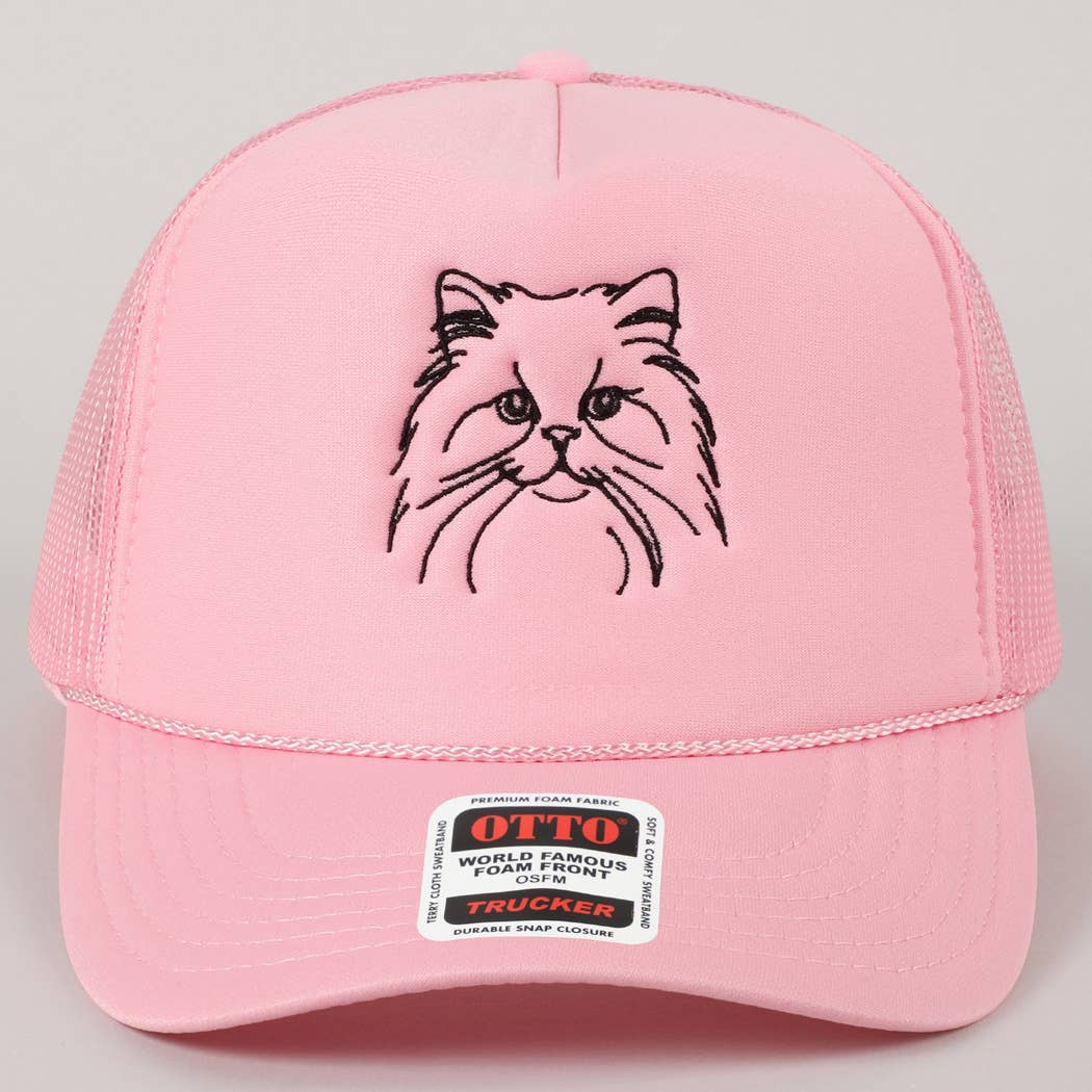 Persian Cat Line Drawing Embroidery Foam Hat Fashion City
