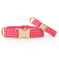 Pink and Red Houndstooth Dog Collar The Foggy Dog