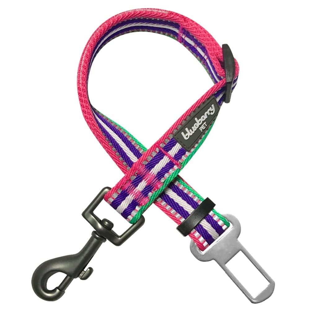 3M Reflective Safety Dog Seatbelt Tether in Multi-colored Stripes - The Bougie Pet Boutique