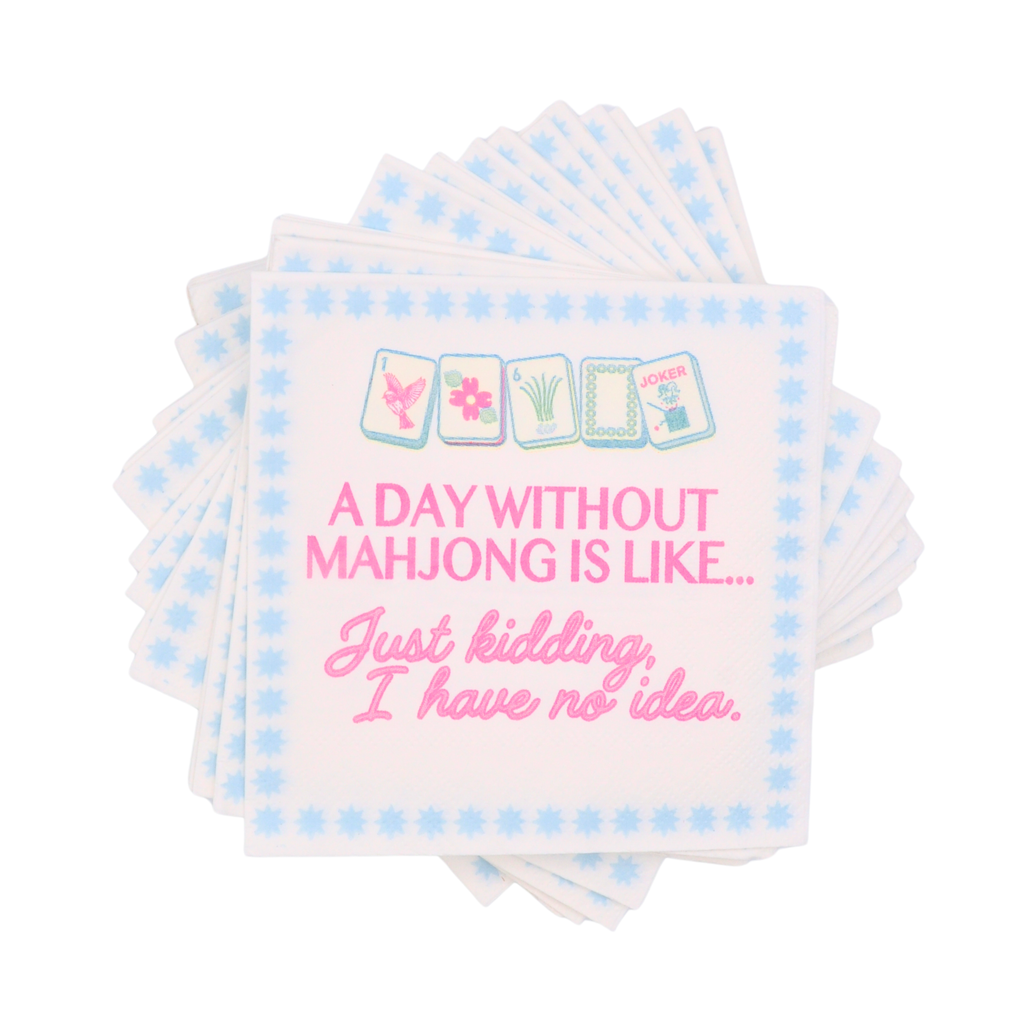 "Day Without Mahjong" Cocktail Napkins Middle & Main Mahjong