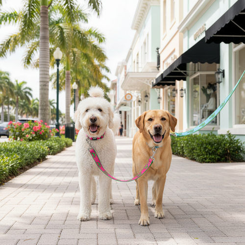 Alligators Leash Pink and Blue Lifestyle