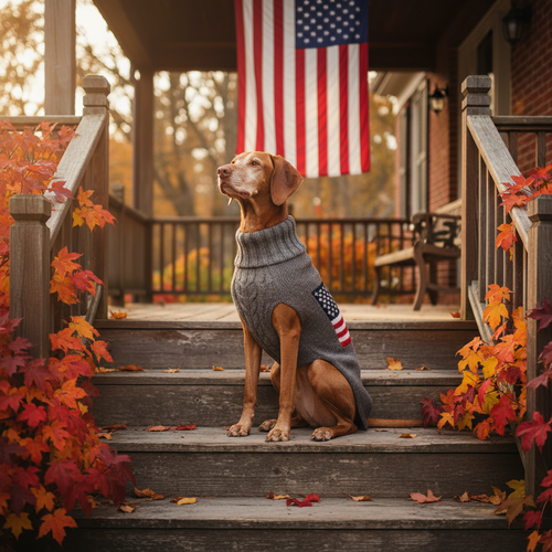 American Flag Dog Sweater Lifestyle