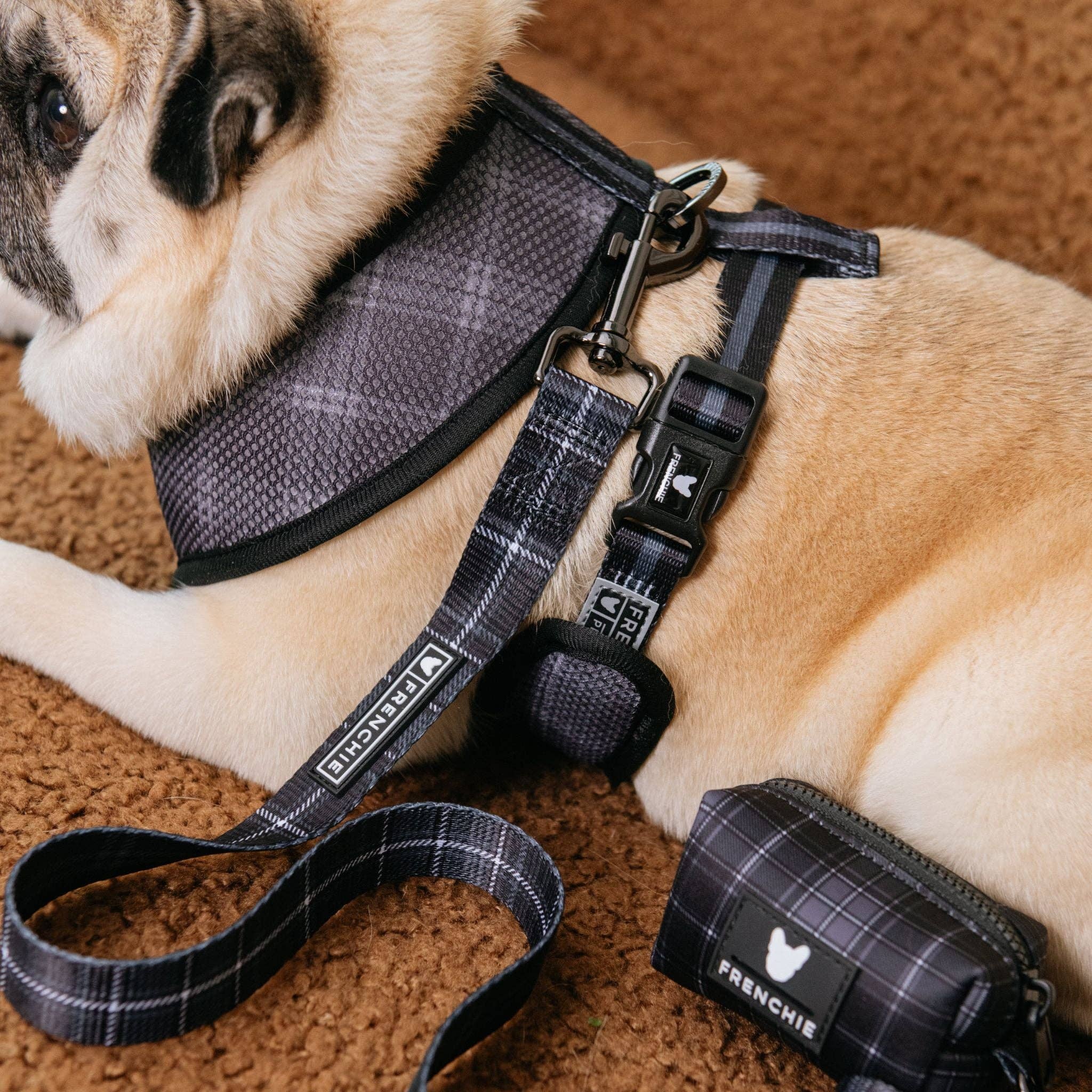 Frenchie Poo Bag Holder - Black Plaid