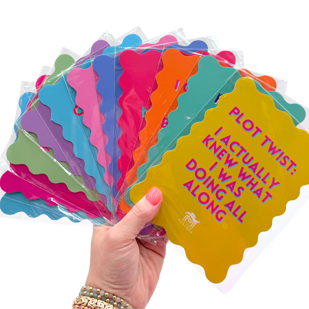 MAHJONG SHUFFLE CARD  |  Scalloped Edges & Bright Colors  |  Sized to Store with Mahjong League Cards My Fair Mahjong