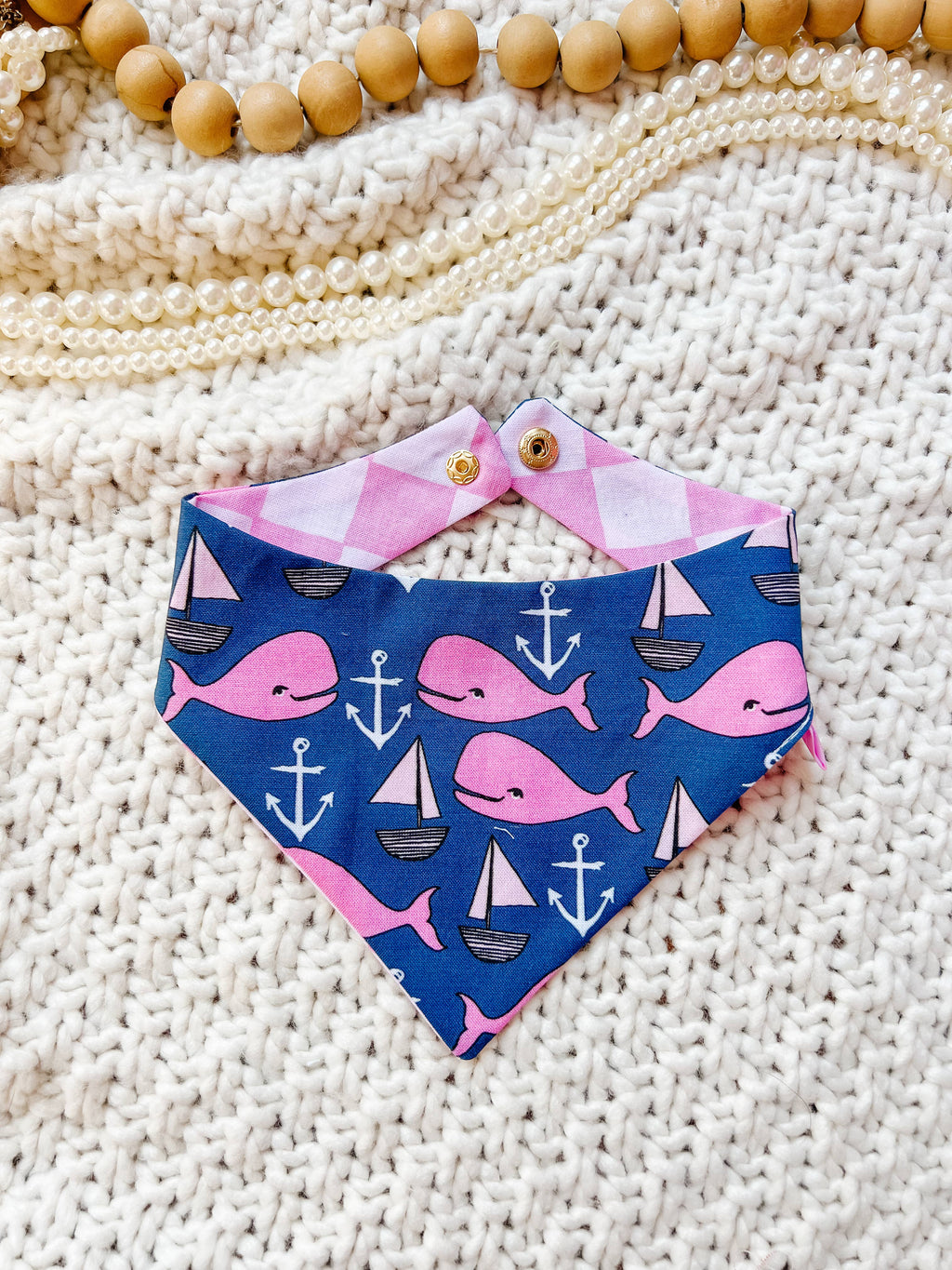 Summer Whale Snap-On Dog Reversible Bandana, Cotton StellaLoo