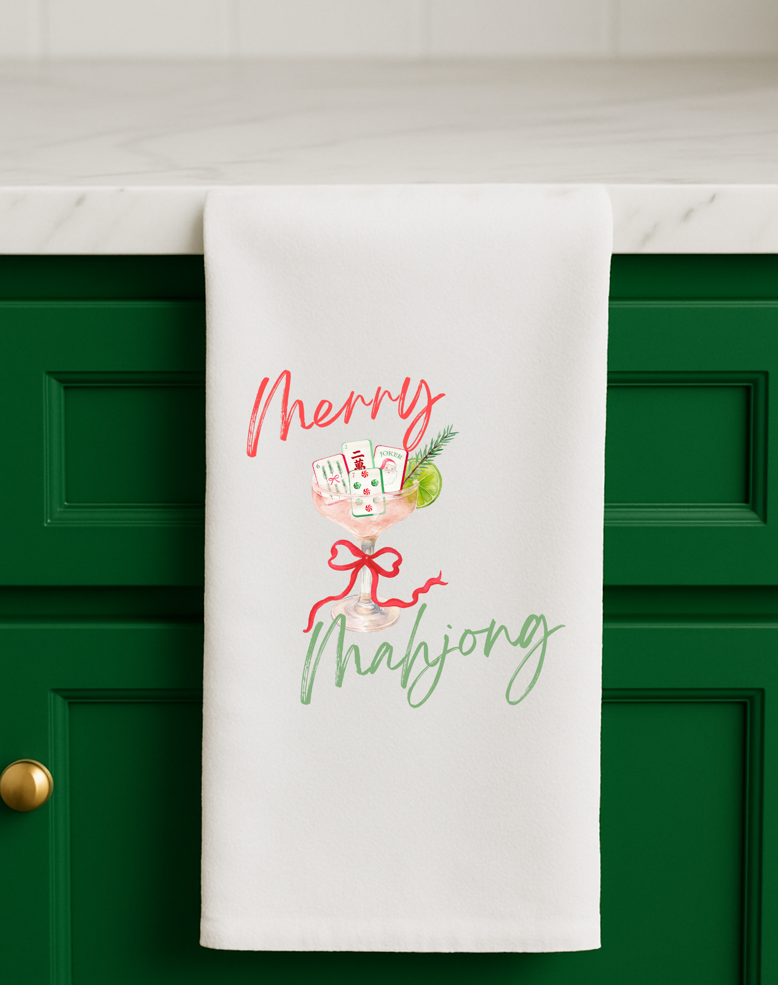 Mahjong Christmas gift towel holiday cute hostess gift Aspen Lane
