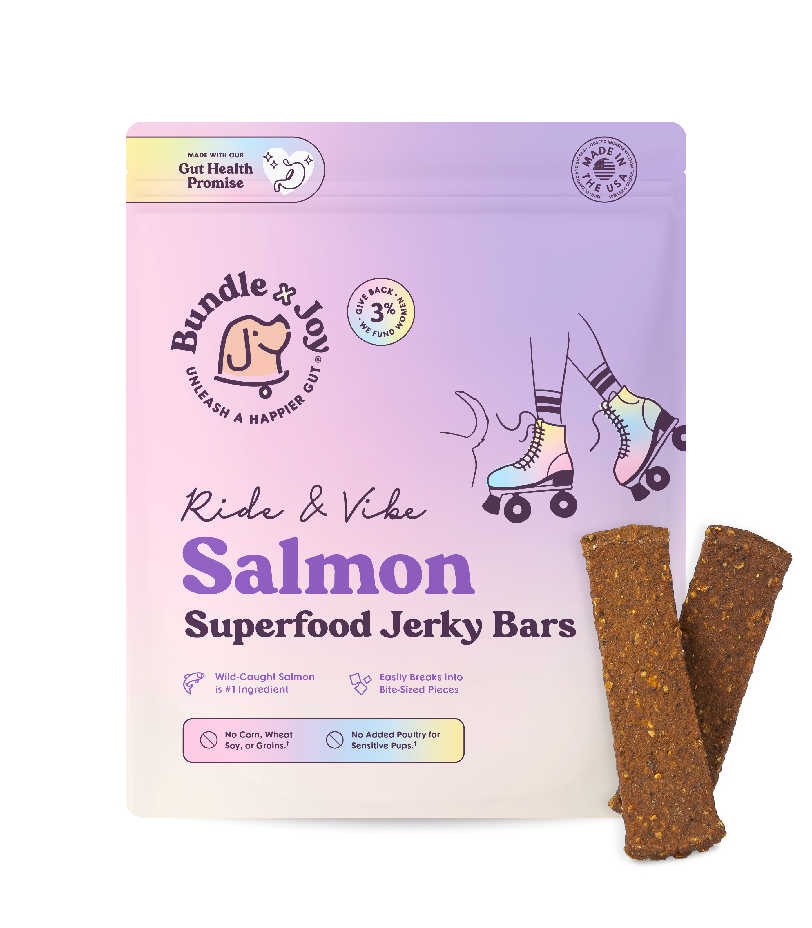 Ride & Vibe Wildlachs-Jerky-Riegel für Hunde 142g