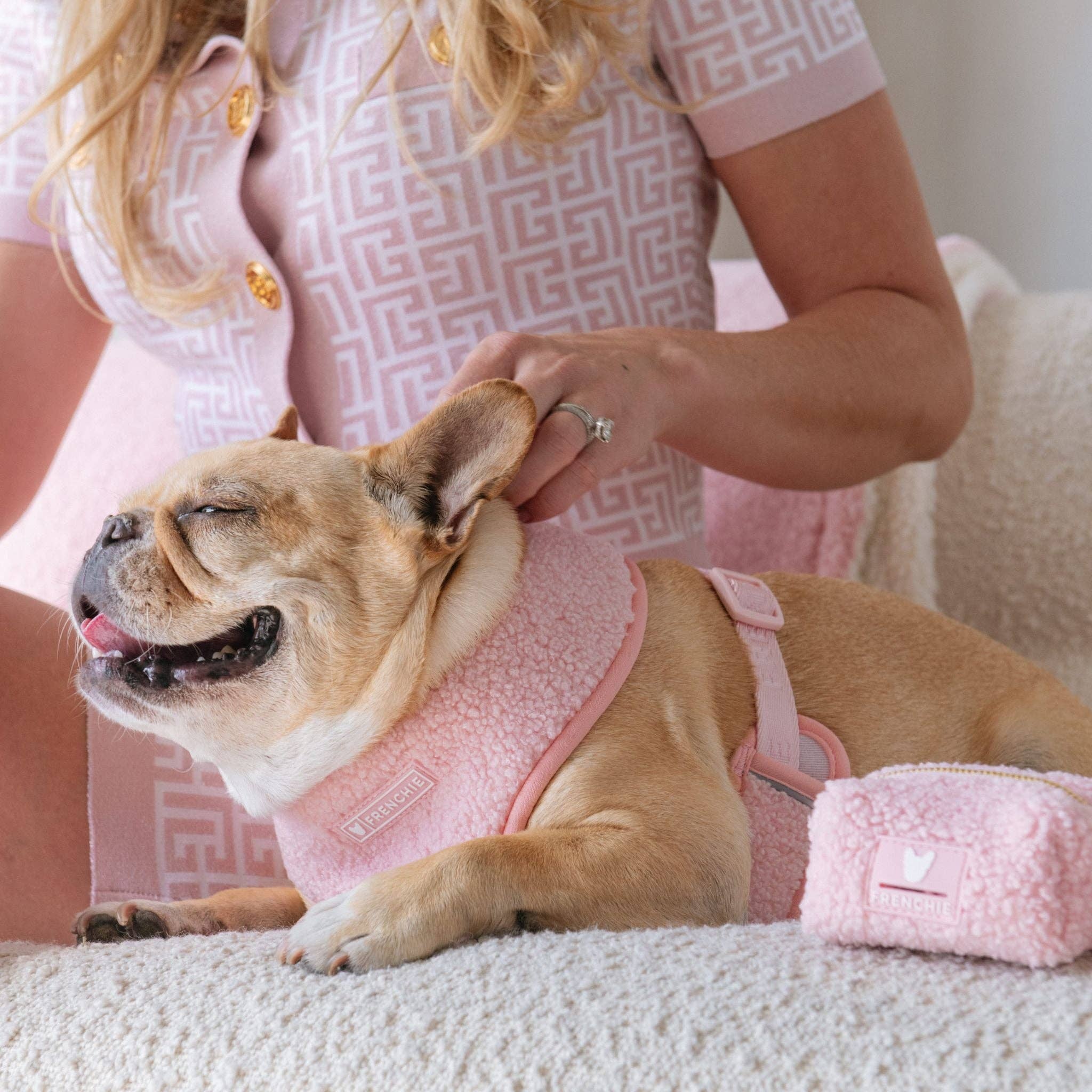 Frenchie Poo Bag Holder - Teddy Pink