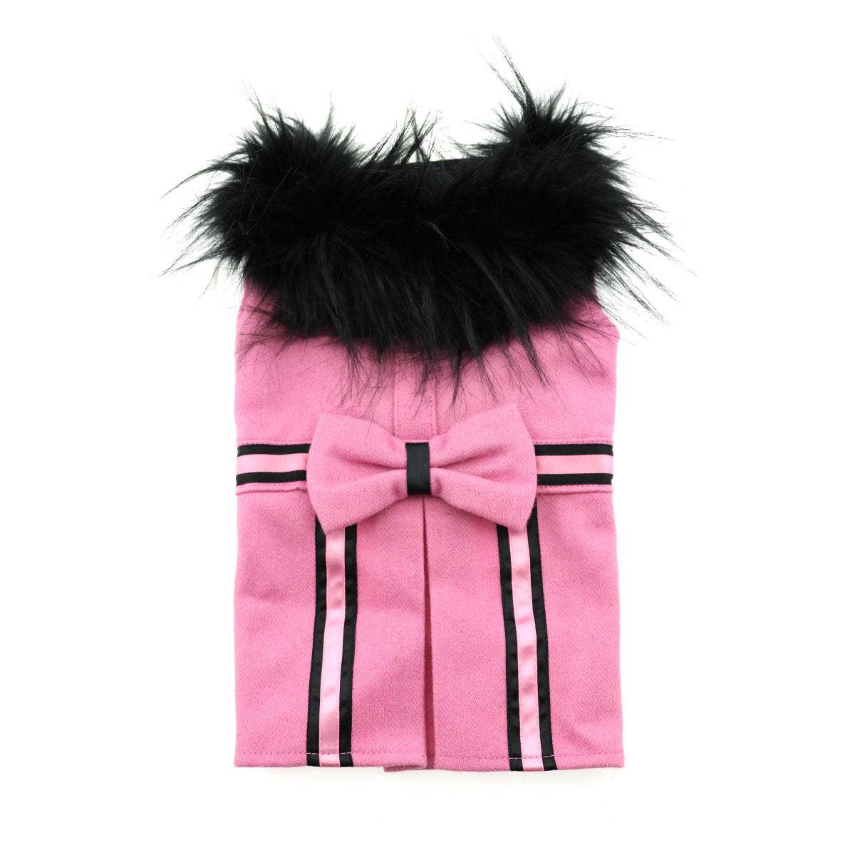 Wool Fur-Trimmed Dog Harness Coat - Pink - The Bougie Pet Boutique