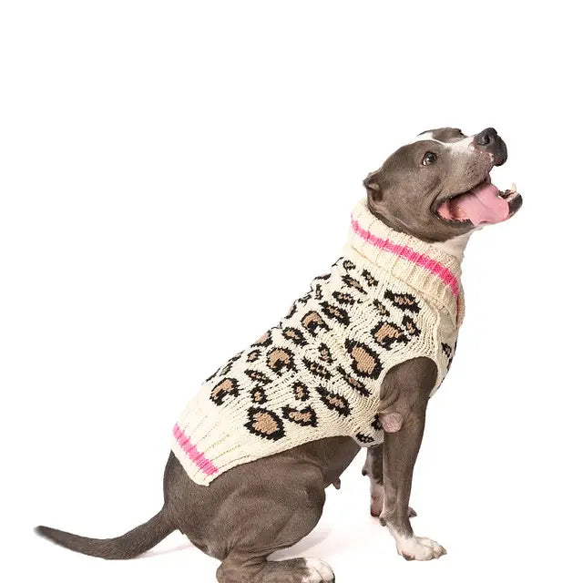 Pink Trim Leopard Dog Sweater