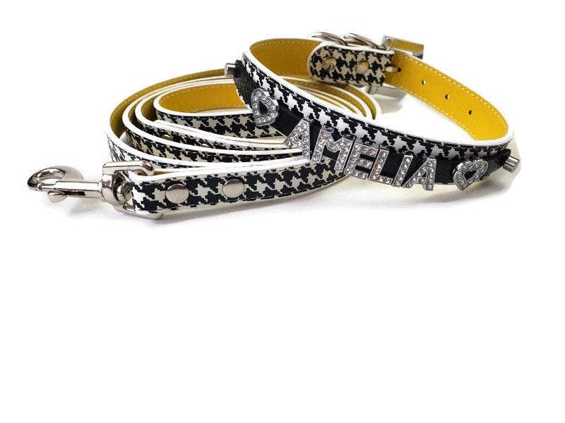Personalized Pet Collar Houndstooth - The Bougie Pet Boutique