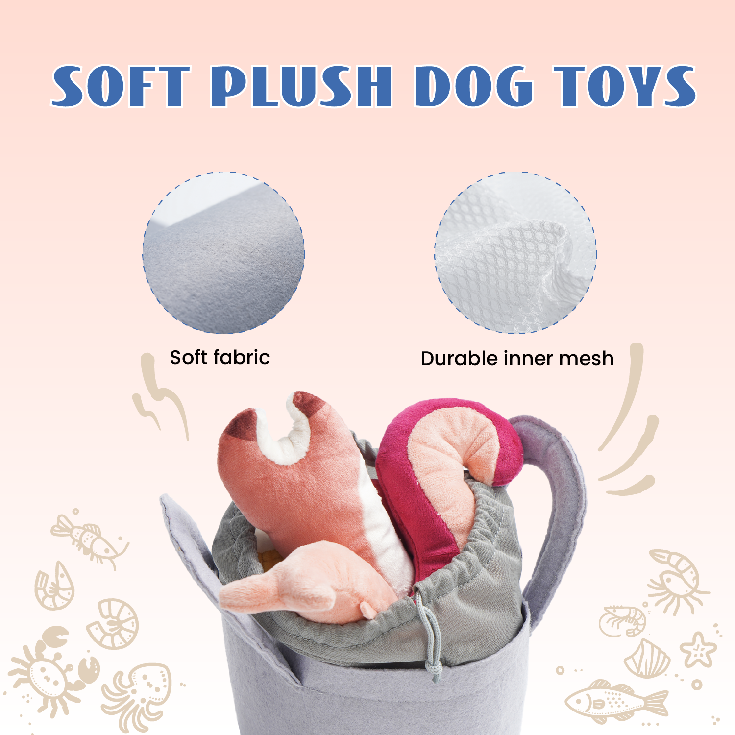 Nocciola 10 PCS Seafood Boil Small Dog Toys for Boredom, Puppy Crinkle Dog Squeaky Toys to Keep Them Busy - The Bougie Pet Boutique