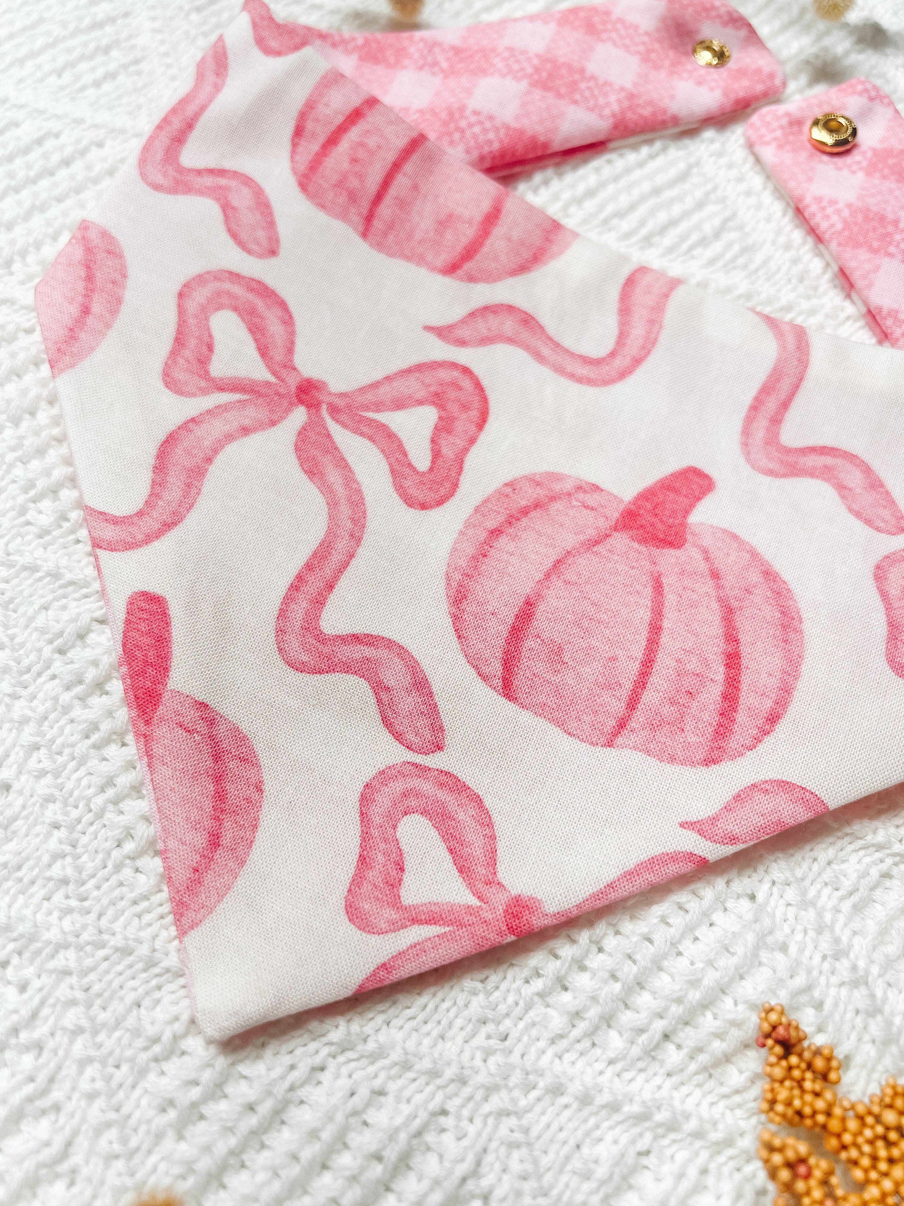 Coquette Bow Pumpkin Reversible Dog Bandana, Fall Pet Scarfs