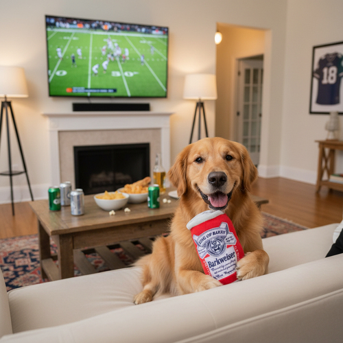 Barkweiser Plush Can Dog Toy Lifestyle