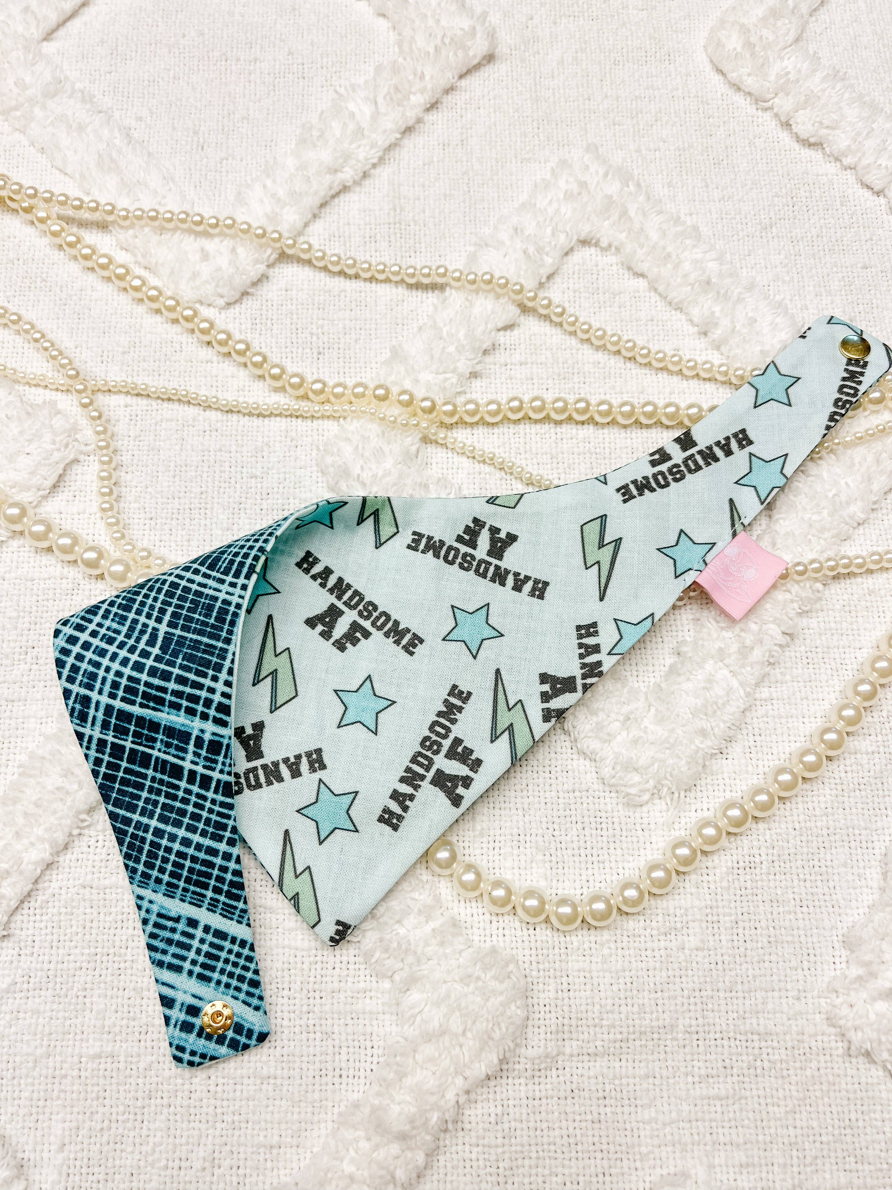 Handsome AF Snap-On Reversible Dog Bandana, Curved Neck StellaLoo