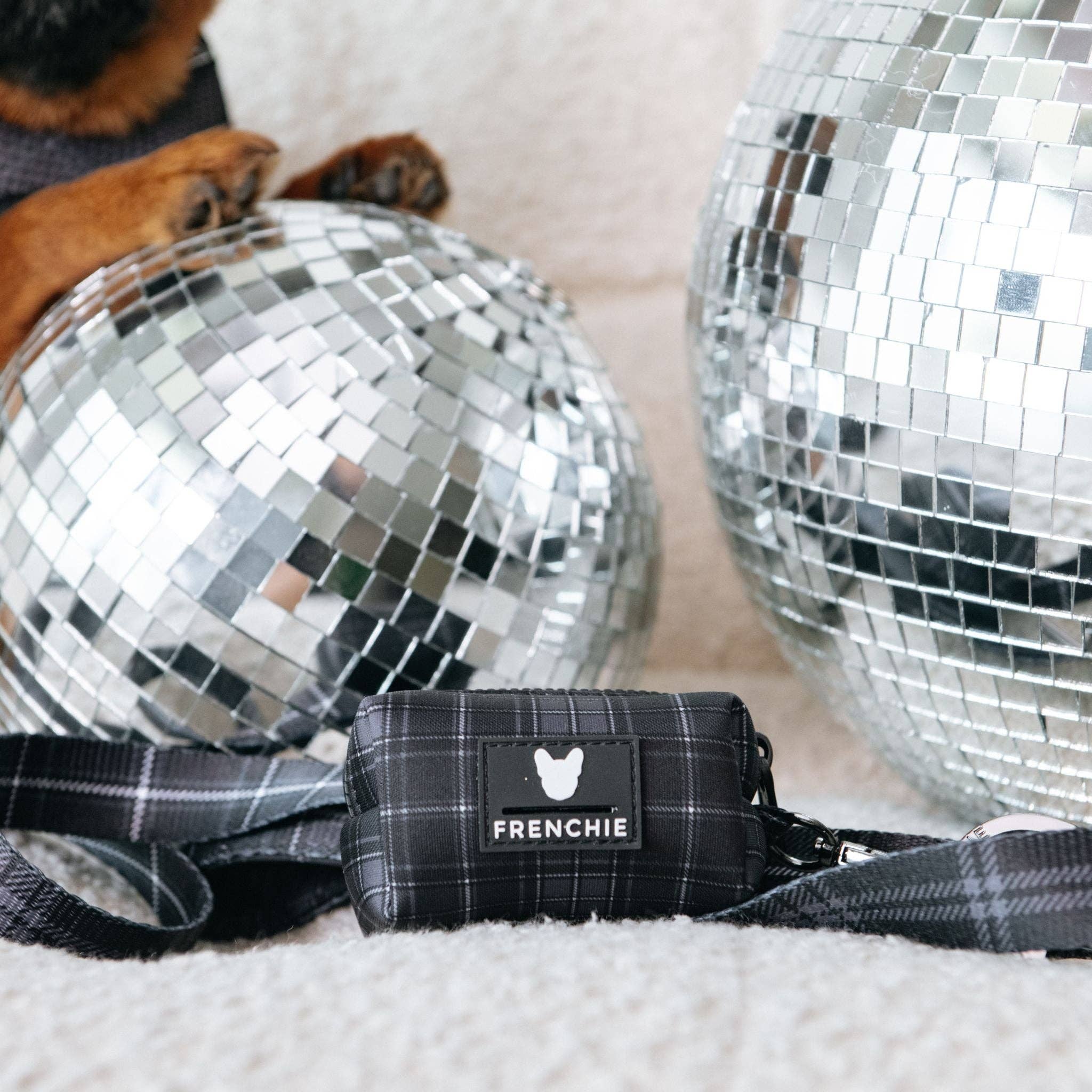 Frenchie Poo Bag Holder - Black Plaid