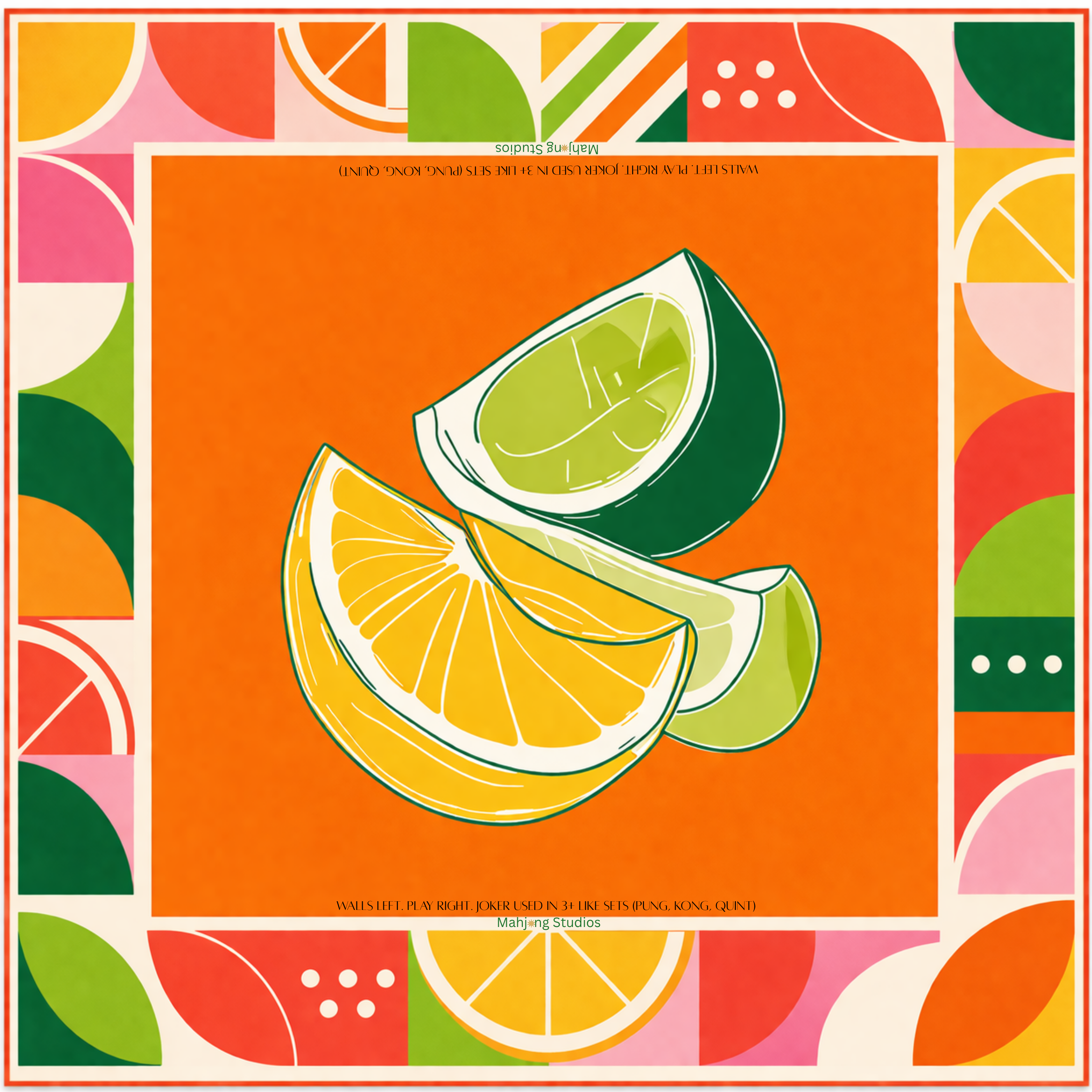 Citrus Orange Mahjong Mat (33in | Waterproof Mahjong Table Mat)- Ships Rolled Mahjong Studios