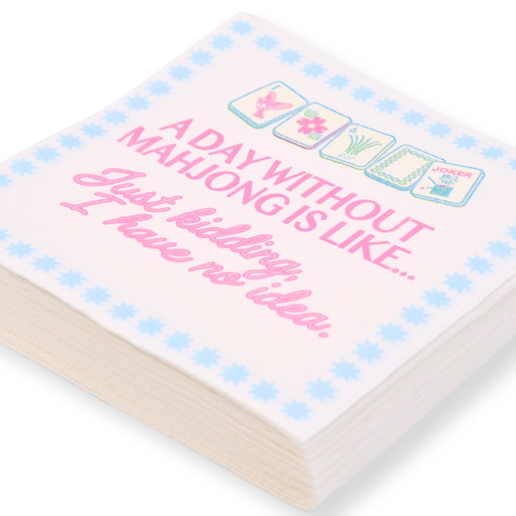 "Day Without Mahjong" Cocktail Napkins Middle & Main Mahjong