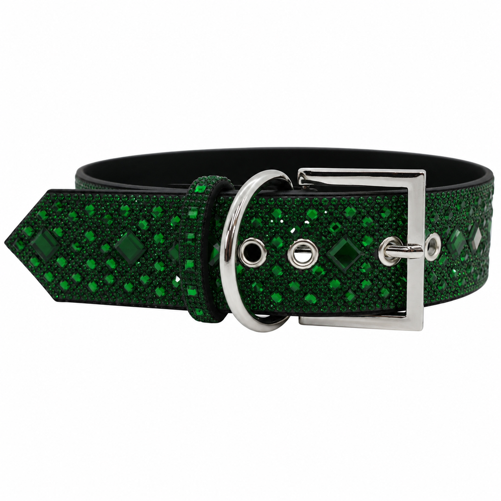 Green Rhinestone Dog Collar Dog Collar World