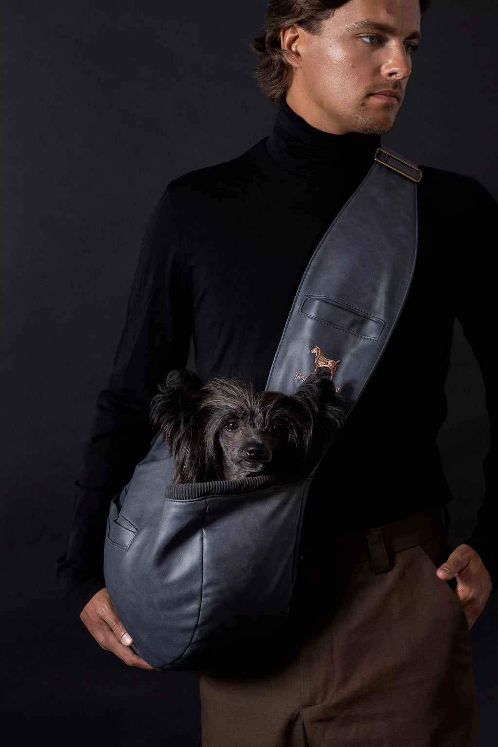 Vegan Leather Pet sling Carrier 3x Safety - The Bougie Pet Boutique