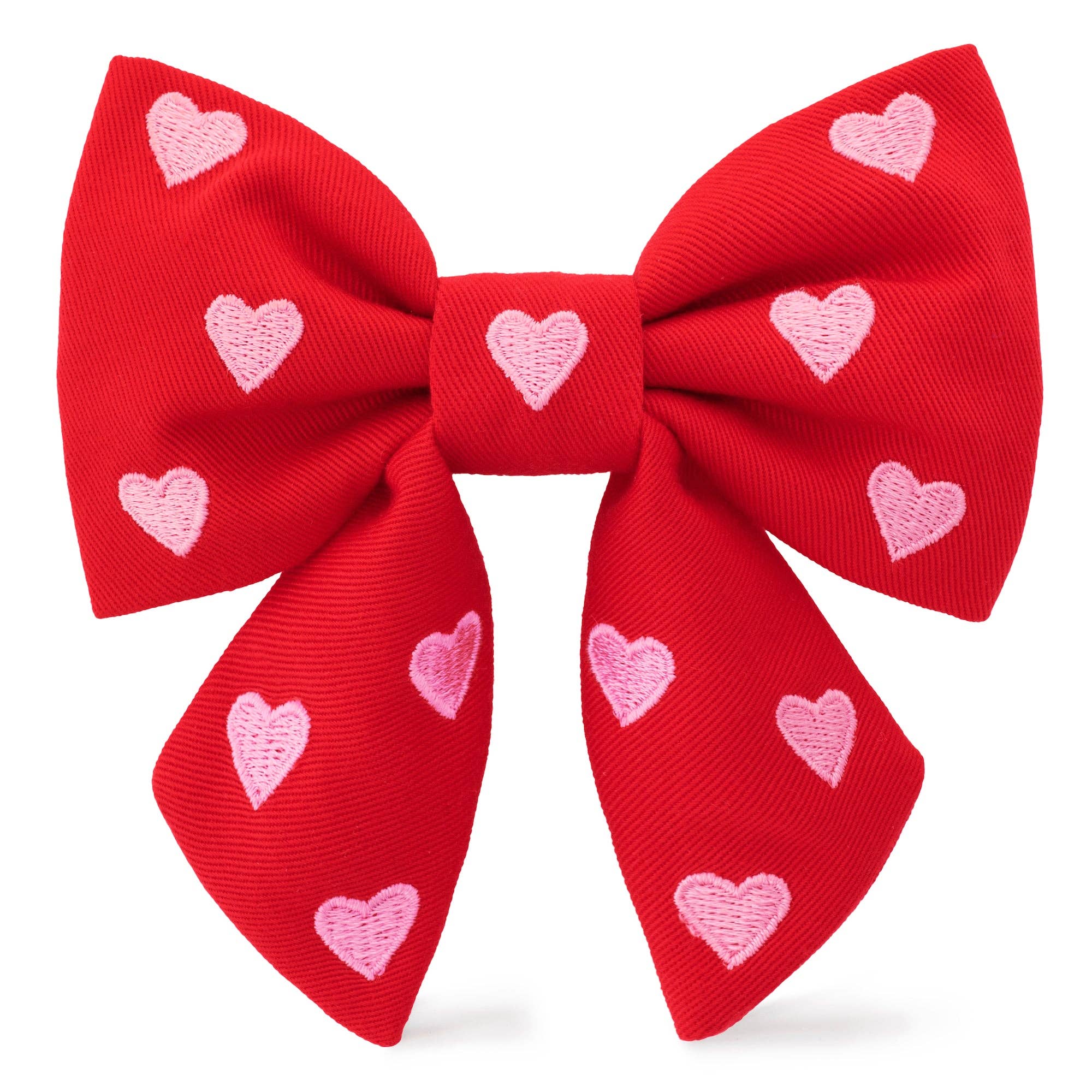 Hearts Embroidered Lady Dog Bow - The Bougie Pet Boutique