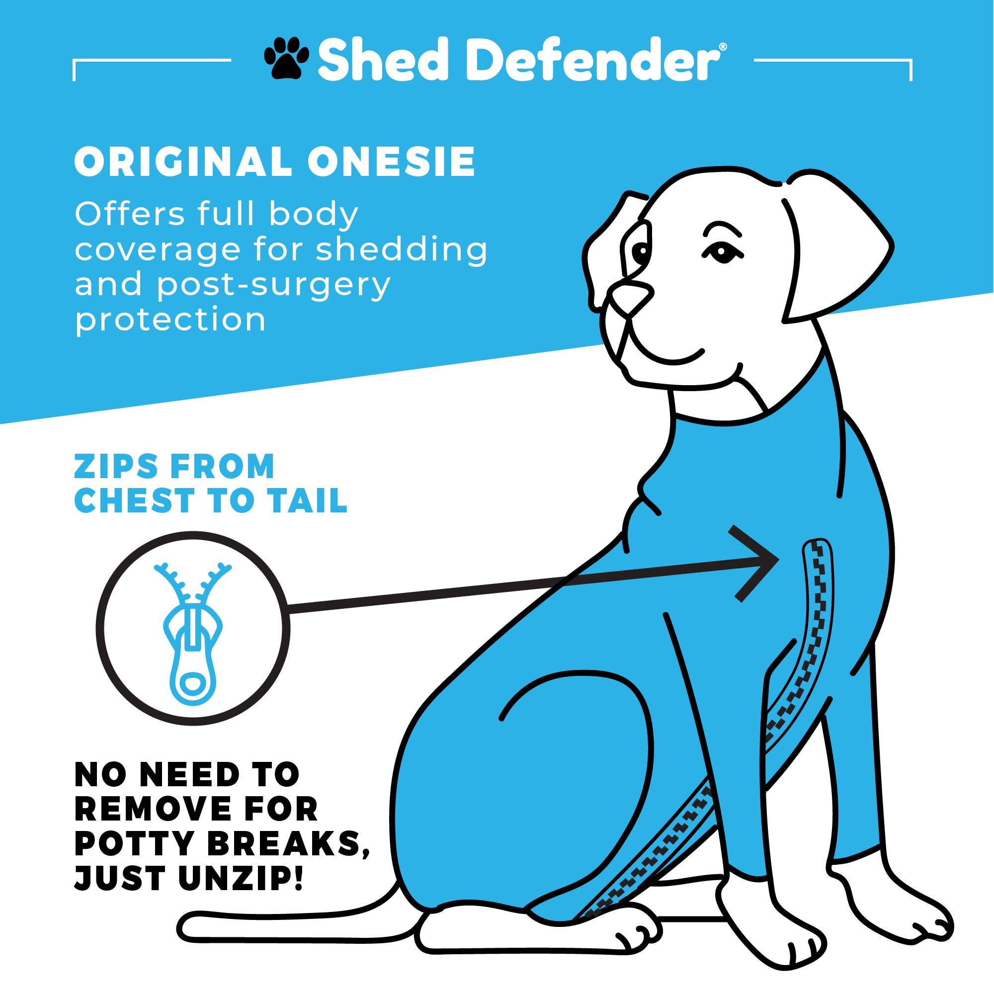Shed Defender® Original Dog Onesie - Shedding Bodysuit Shed Defender