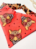 Cheetah Reversible Dog Bandana, Metal Snaps Pet Scarf Collar - The Bougie Pet Boutique