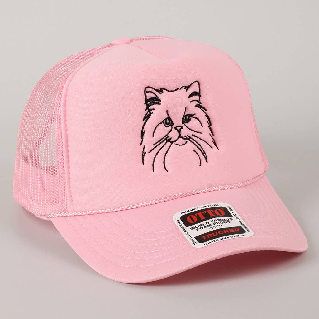 Persian Cat Line Drawing Embroidery Foam Hat Fashion City
