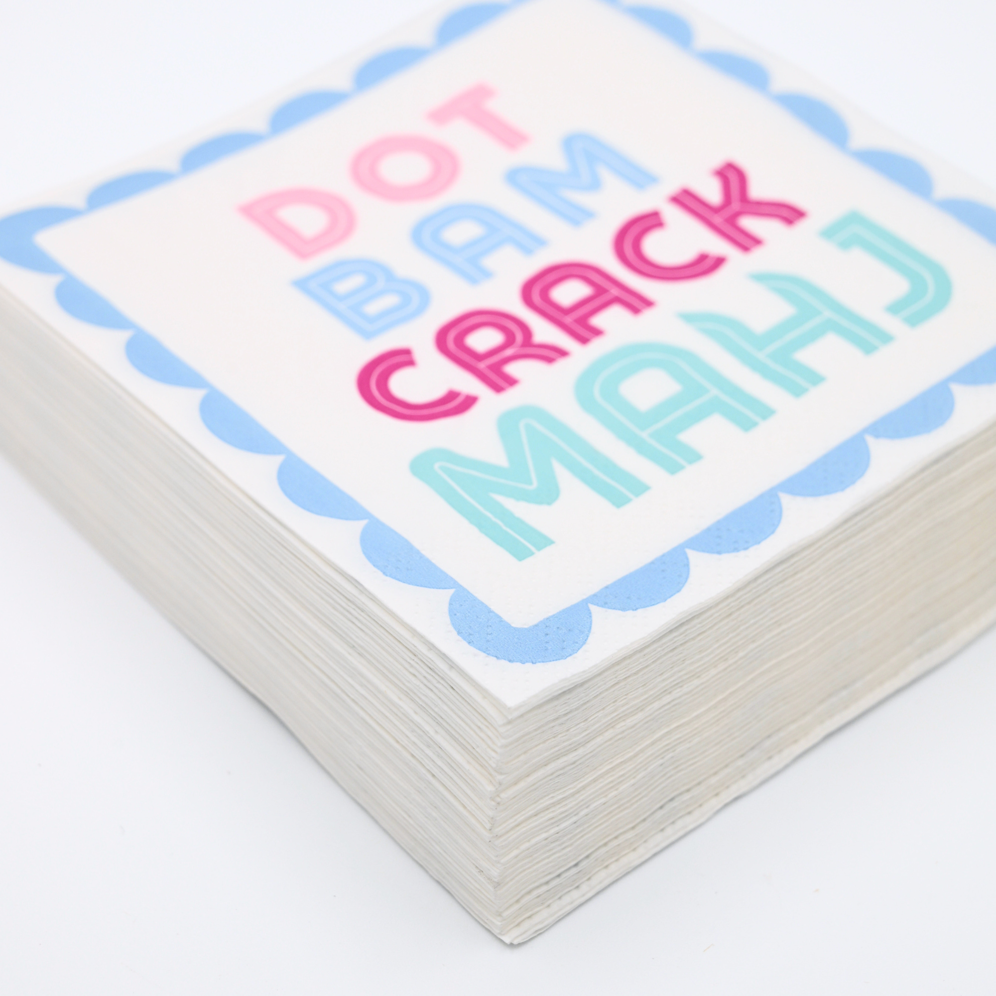 "Dot Bam Crack MAHJ" Cocktail Napkins Middle & Main Mahjong
