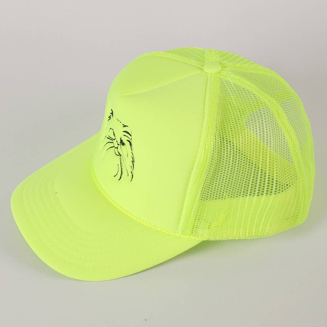 Persian Cat Line Drawing Embroidery Foam Hat Fashion City