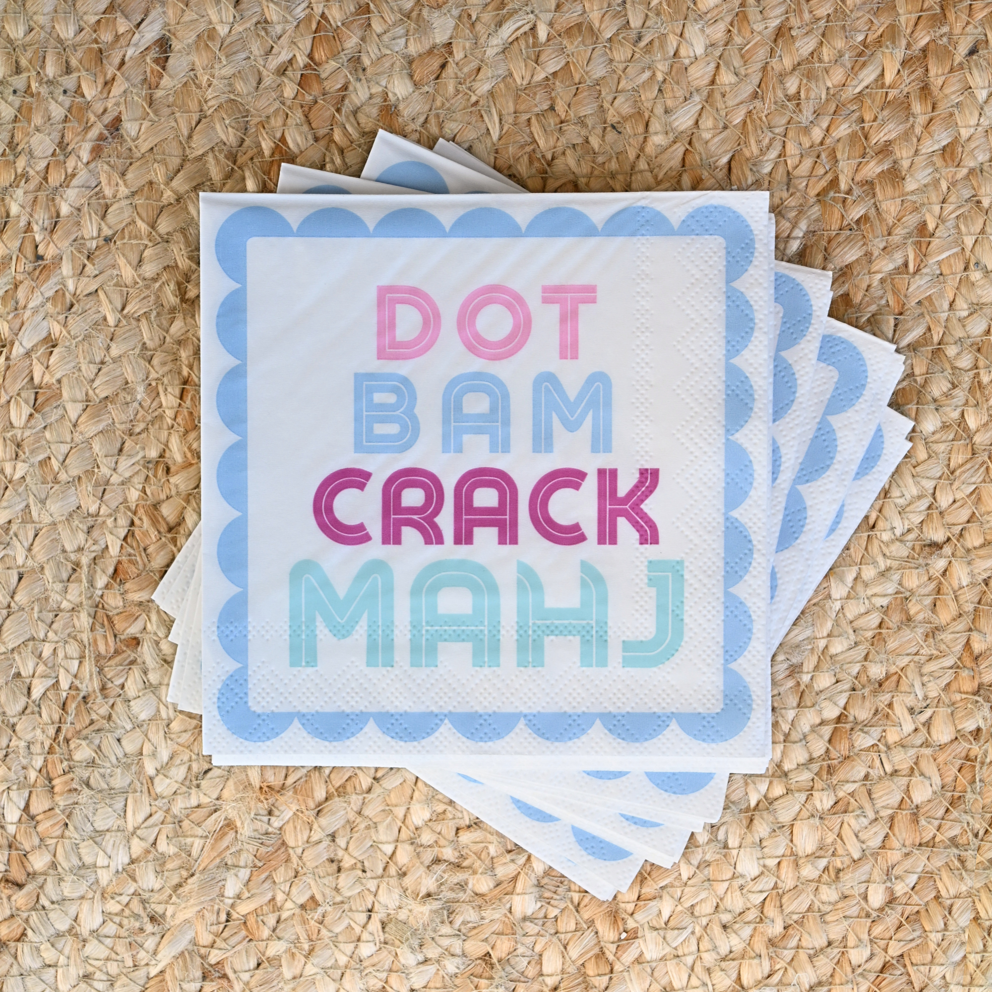 "Dot Bam Crack MAHJ" Cocktail Napkins Middle & Main Mahjong