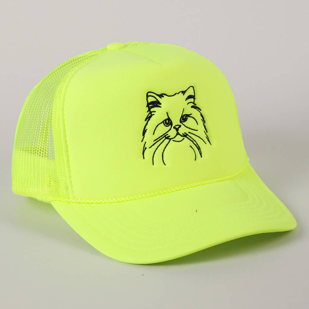 Persian Cat Line Drawing Embroidery Foam Hat Fashion City