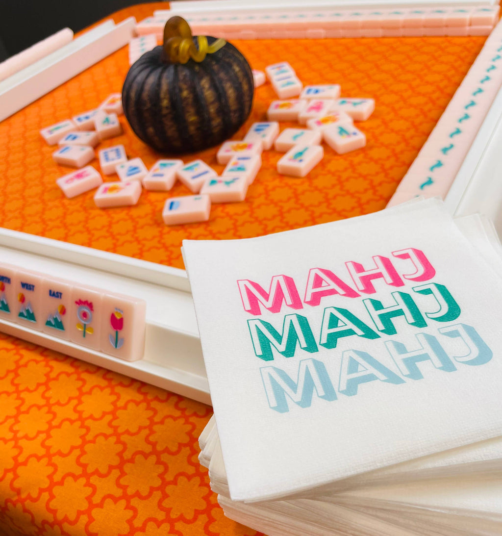 Mahjong Cocktail Napkins - 50-Pack | 5'' x 5'' folded Mahjon My Fair Mahjong