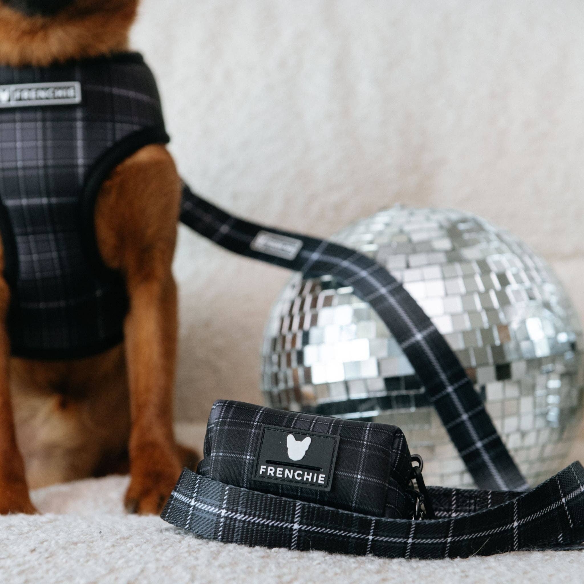 Frenchie Poo Bag Holder - Black Plaid