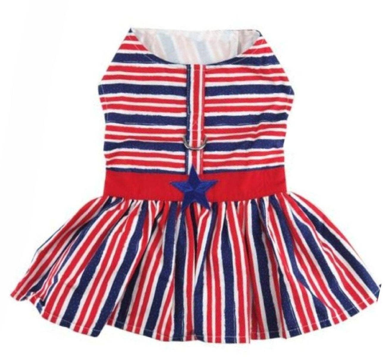 Patriotic Dog Dress with Matching Leash Doggie Design