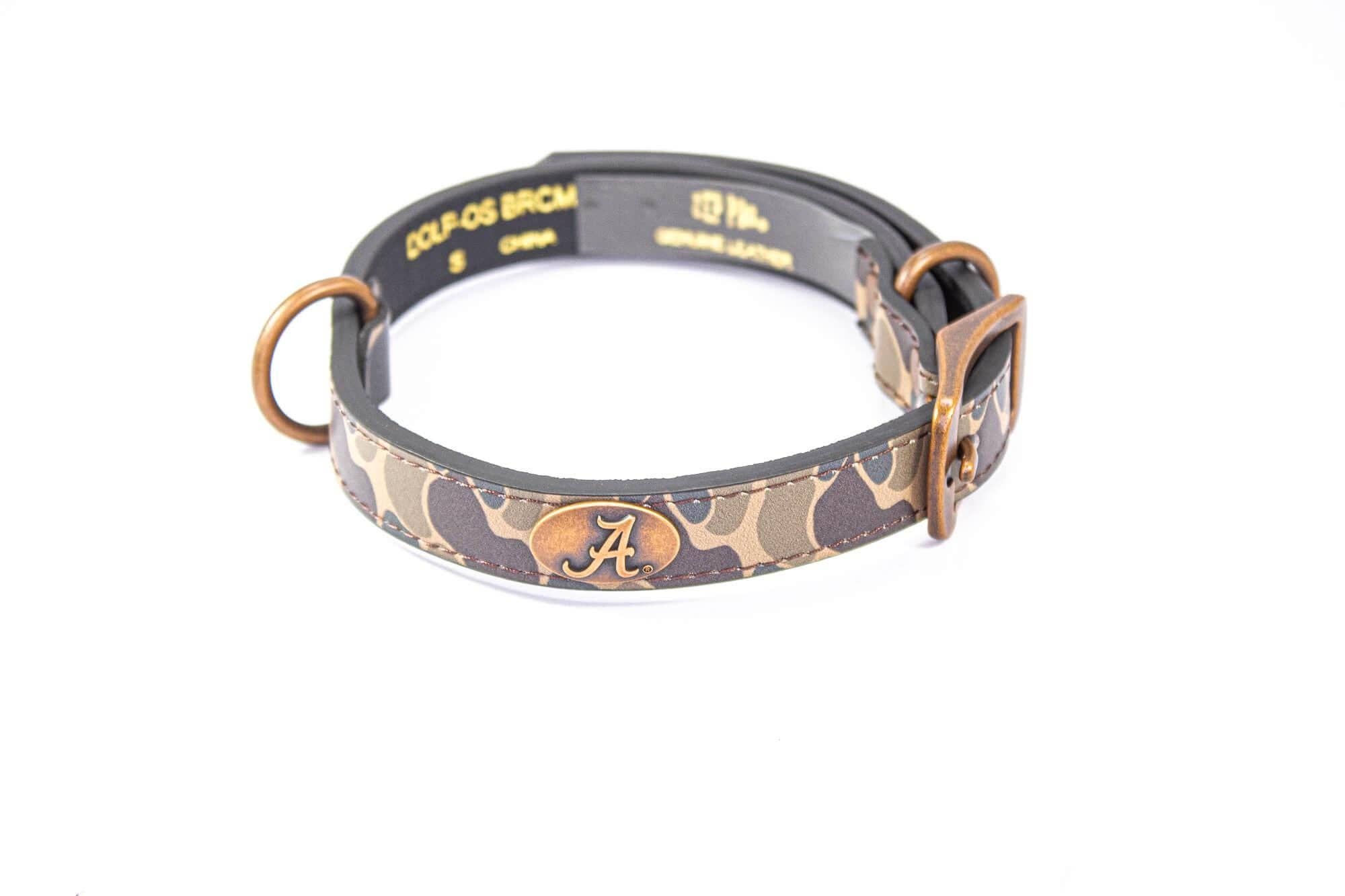 Alabama Crimson Tide Old School Camo Leather Dog Collar Zep-Pro