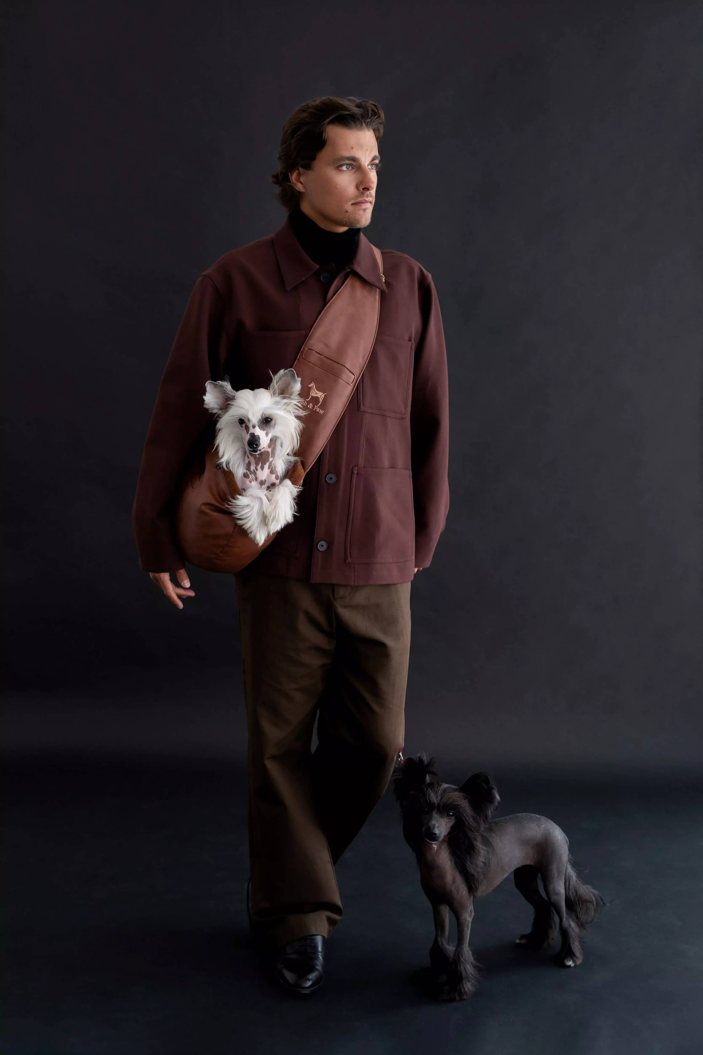 Vegan Leather Pet sling Carrier 3x Safety - The Bougie Pet Boutique